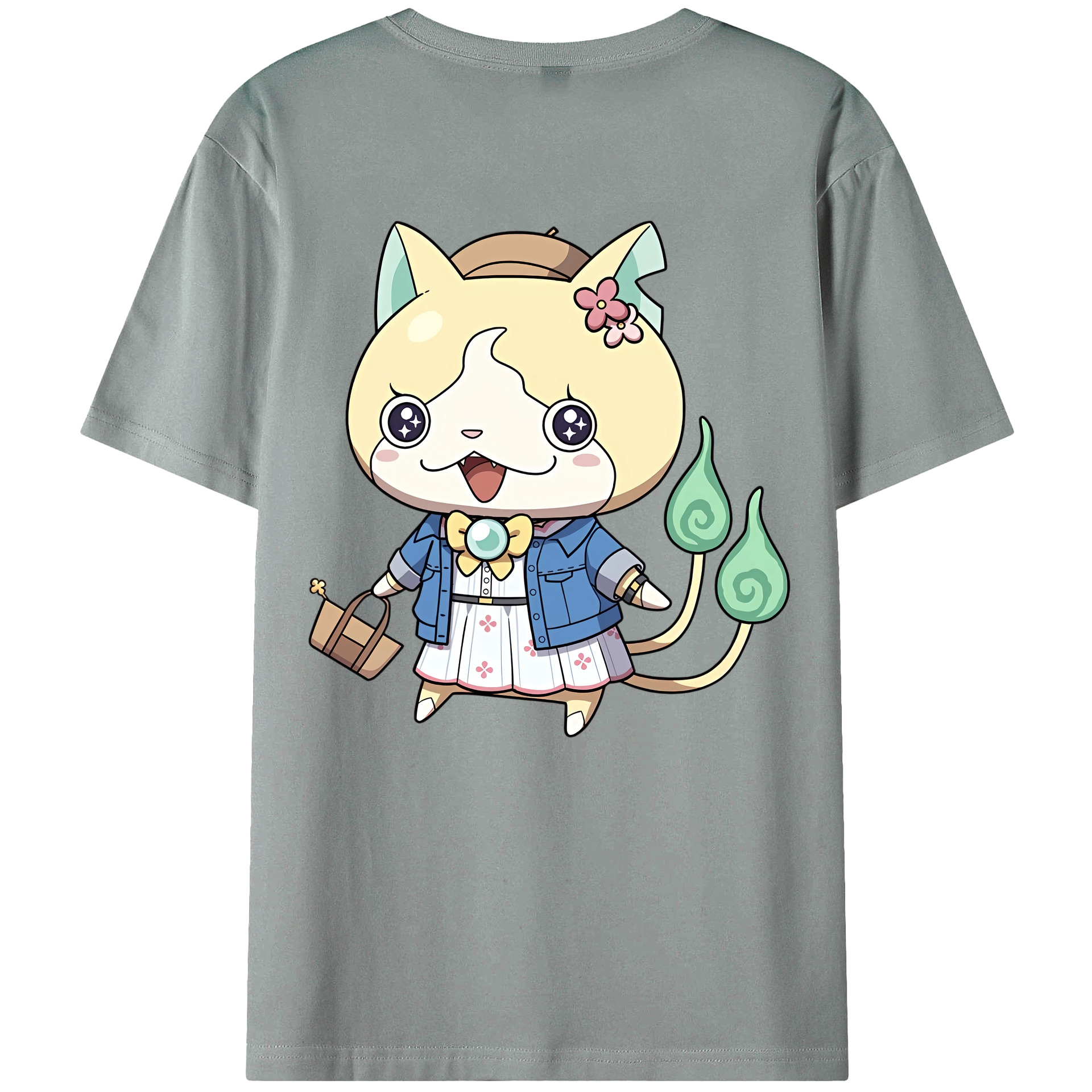 （画像用） 妖怪ウォッチ Yo-kai Watch 綿100％ メンズ半袖Tシャツ（バックプリント） 通気性